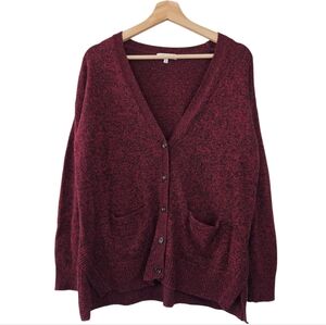 Madewell Heather Red Long Button Front Modest Cardigan